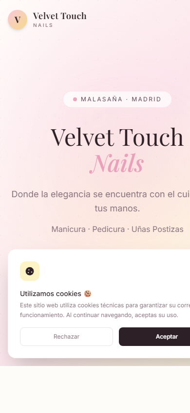 Vista m?vil de la web Velvet Touch Nails